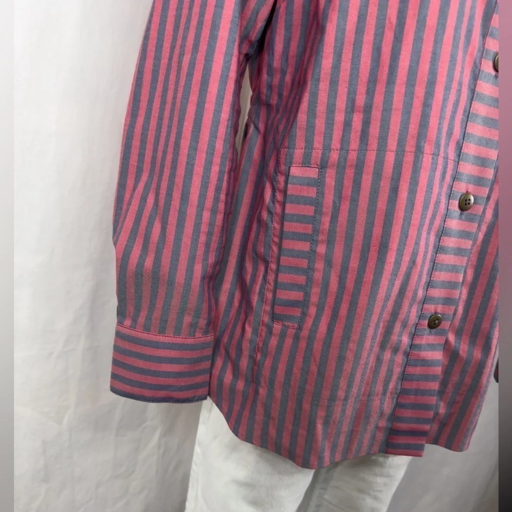 CABI Regatta Shacket Striped Button Down Blouse - Picture 4 of 16